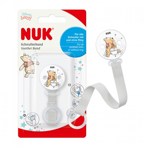 NUK Disney Winnie the Pooh Soother Band for Pacifier with or without Ring | 0 months+ | Pacifier Chain 